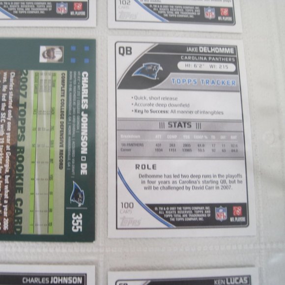 Lot of 8 Carolina Panthers NFL Player Cards - Picture 8 of 12